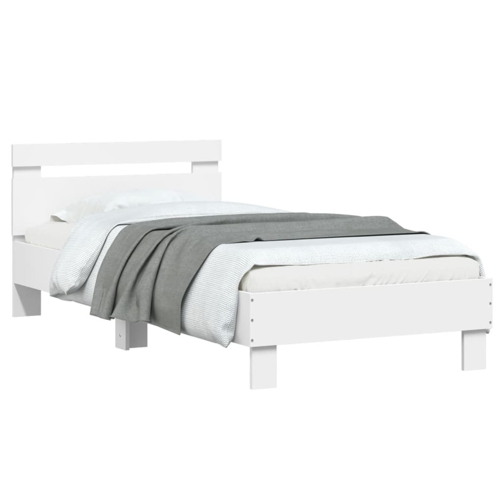 Bed Frame without Mattress with Headboard White 90x200 cm