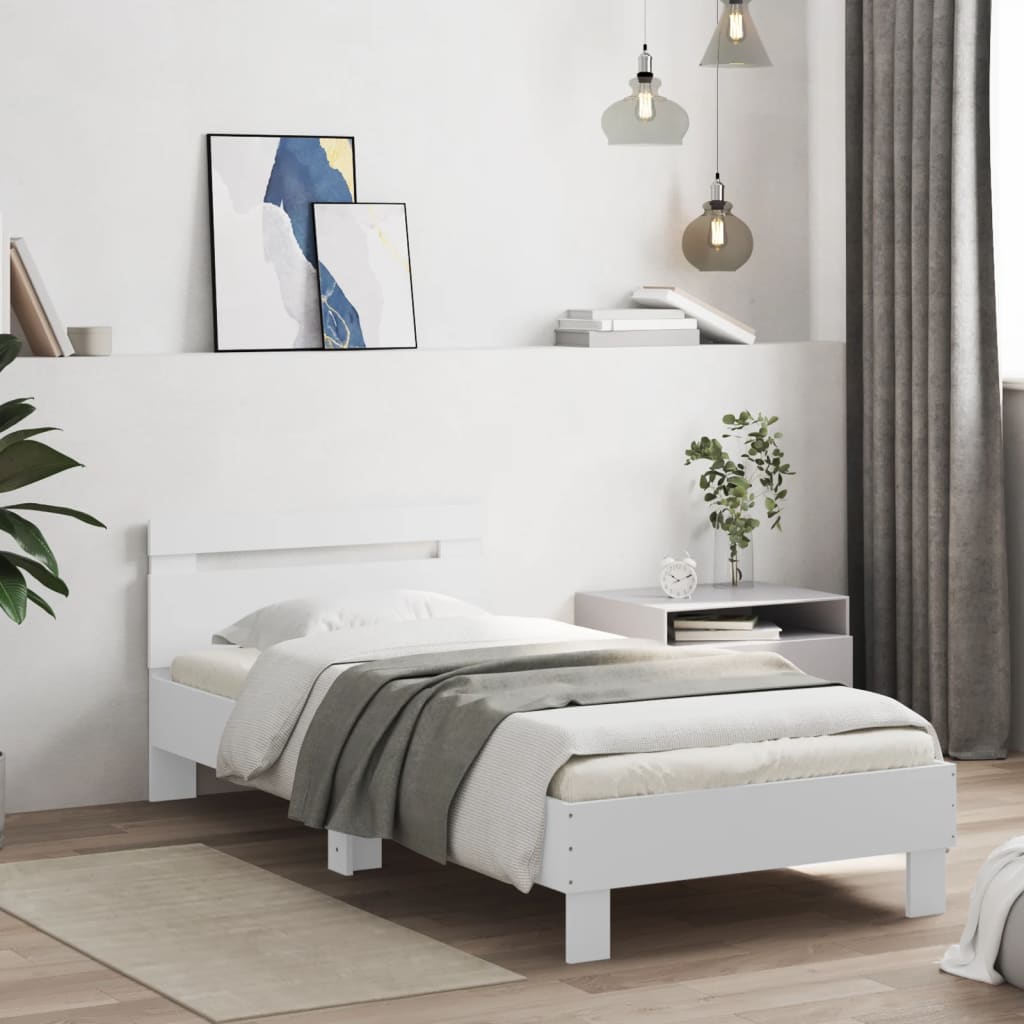 Bed Frame without Mattress with Headboard White 90x200 cm