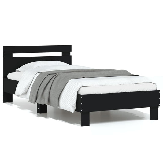 vidaXL Bed Frame without Mattress with Headboard Black 90x200 cm