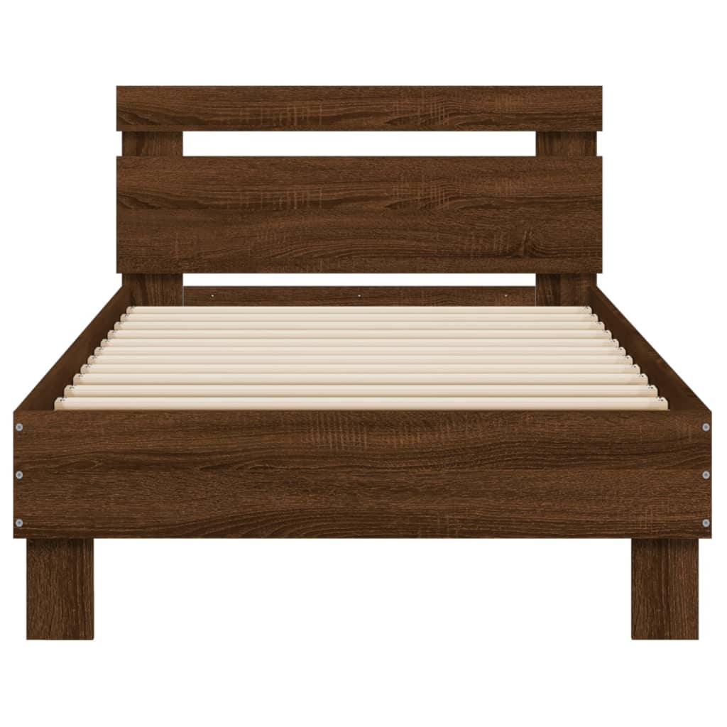 vidaXL Bed Frame without Mattress with Headboard Brown Oak 90x190 cm Single