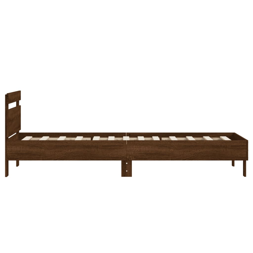 vidaXL Bed Frame without Mattress with Headboard Brown Oak 90x190 cm Single