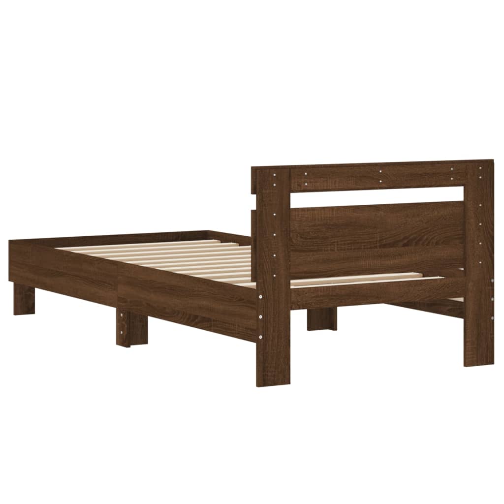 vidaXL Bed Frame without Mattress with Headboard Brown Oak 90x190 cm Single