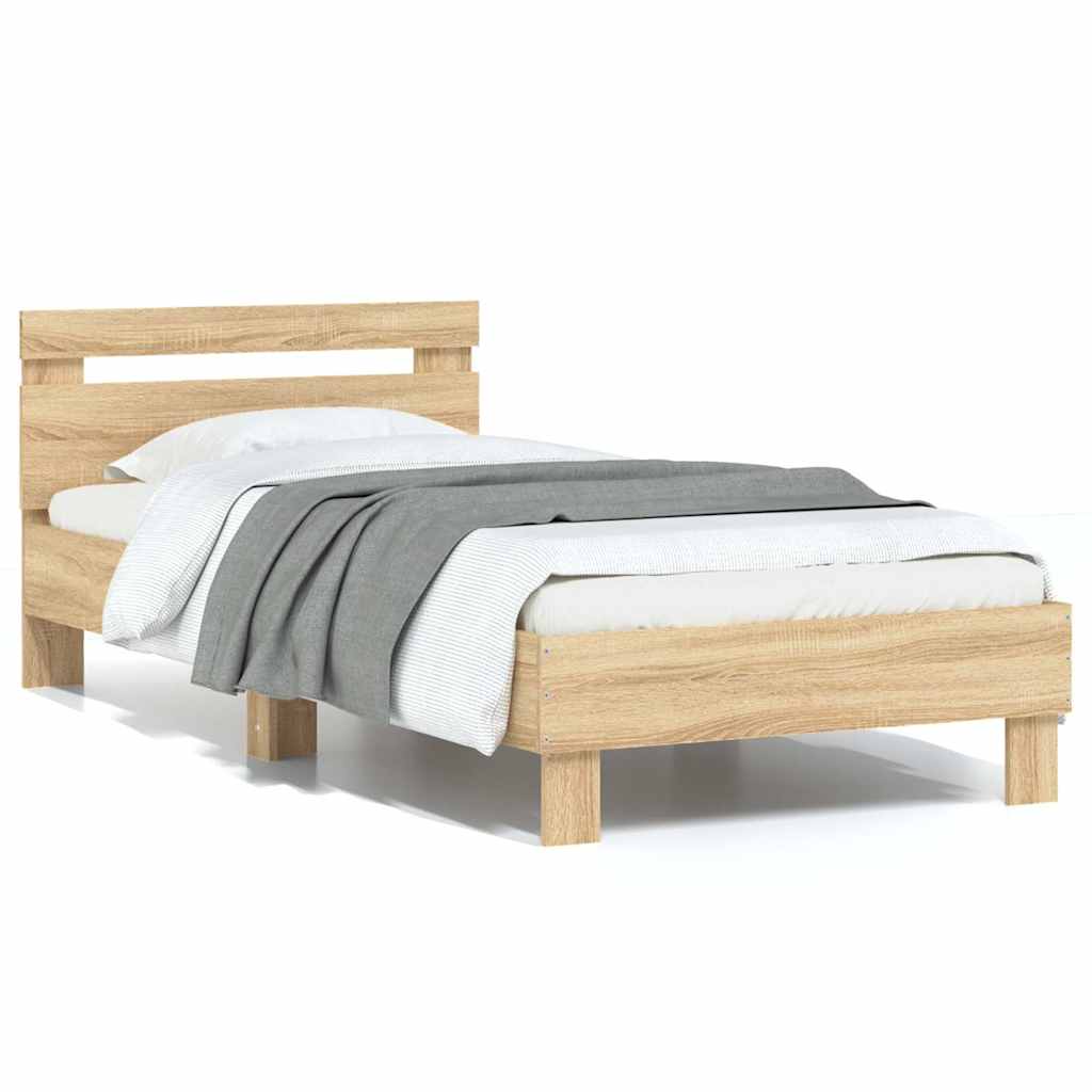 Bed Frame without Mattress with Headboard Sonoma Oak 75x190 cm Small Single
