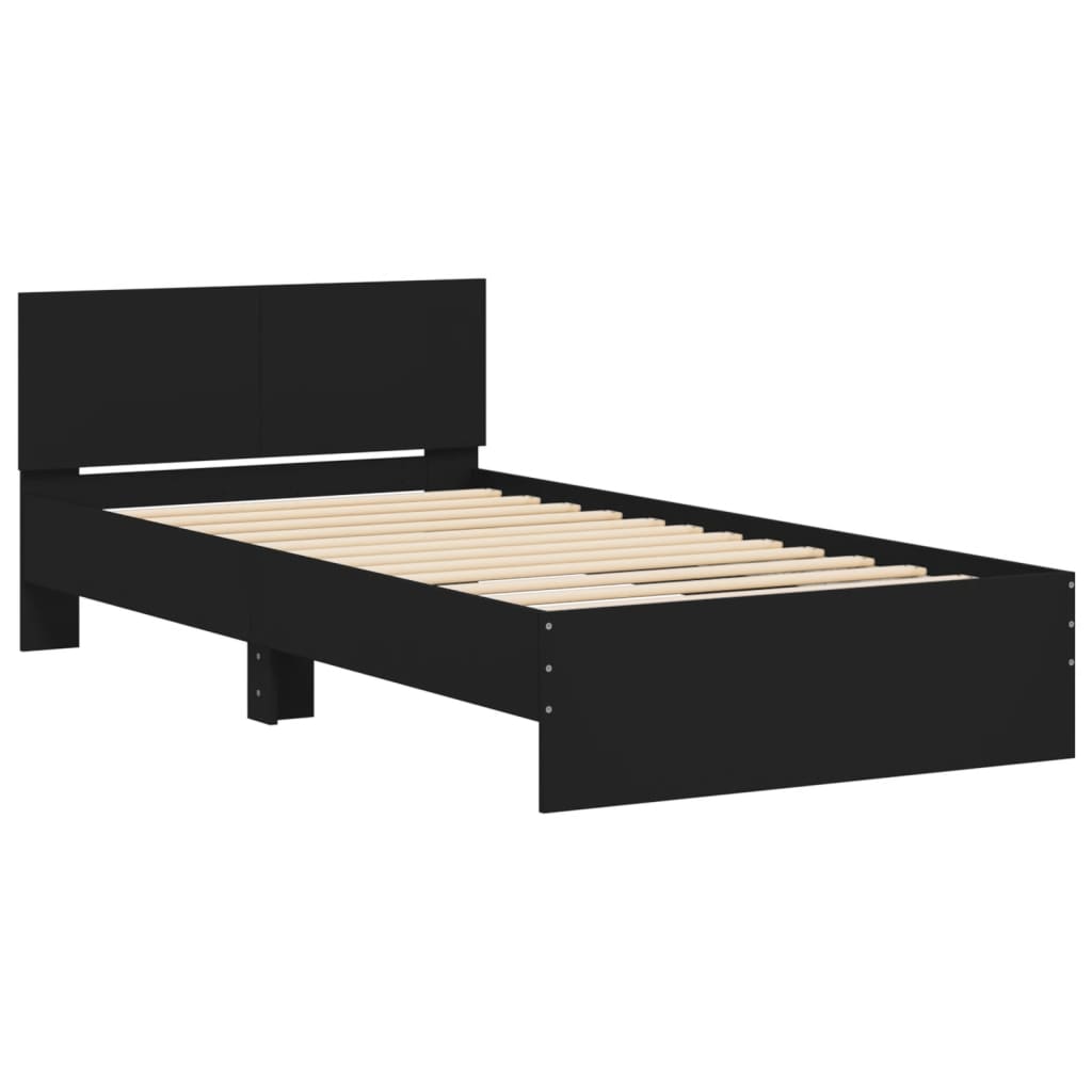 vidaXL Bed Frame without Mattress with Headboard Black 100x200 cm