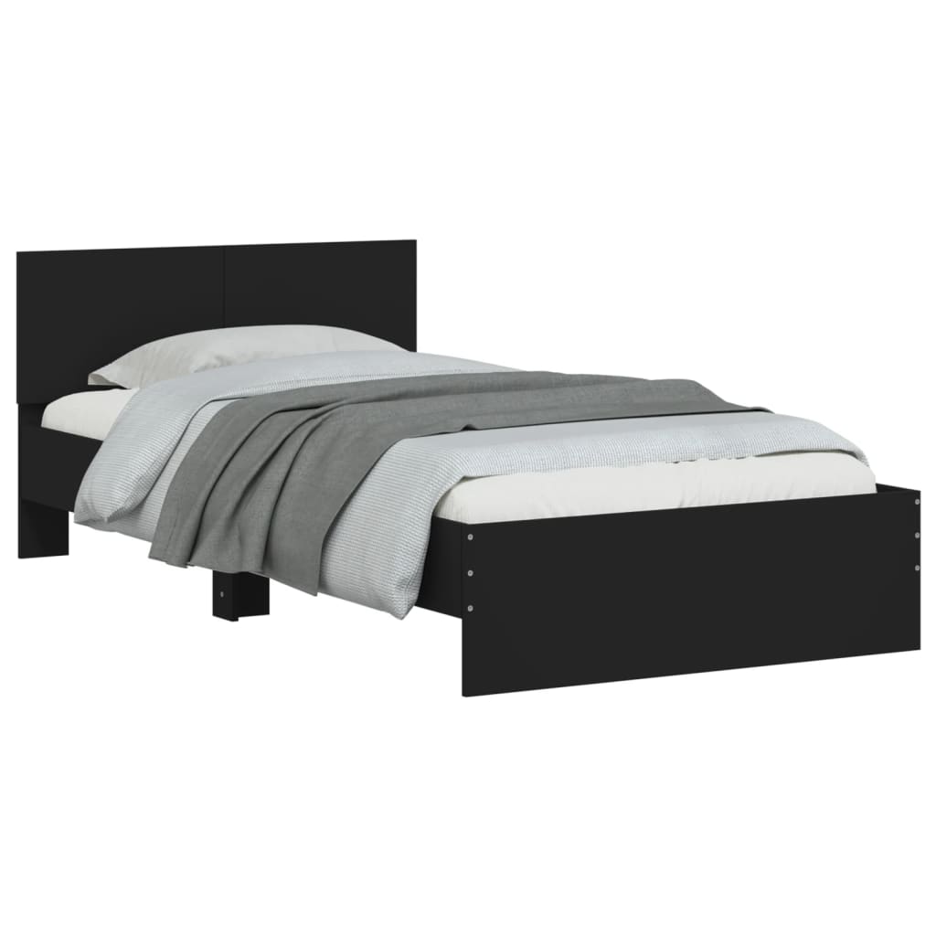 vidaXL Bed Frame without Mattress with Headboard Black 100x200 cm