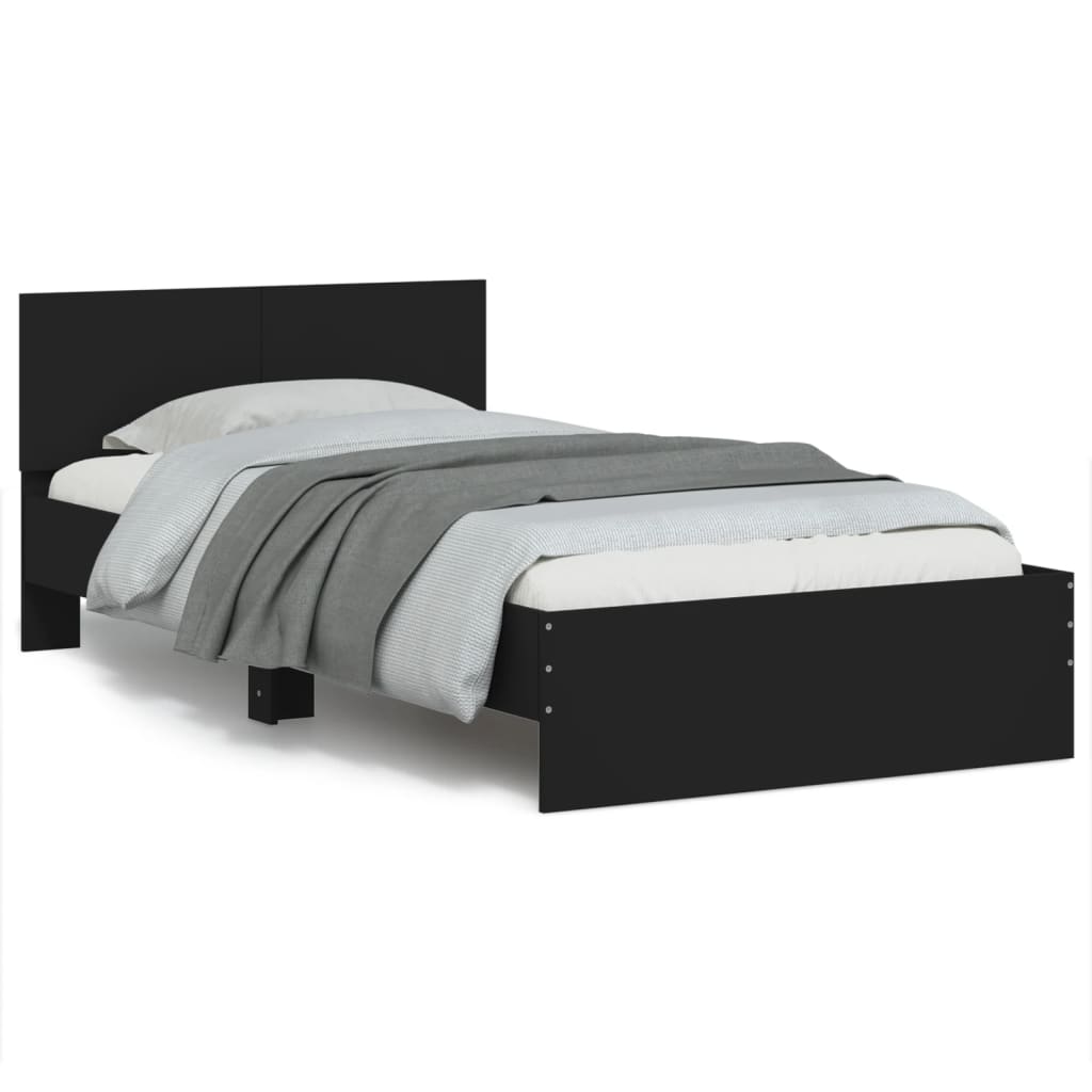 vidaXL Bed Frame without Mattress with Headboard Black 100x200 cm