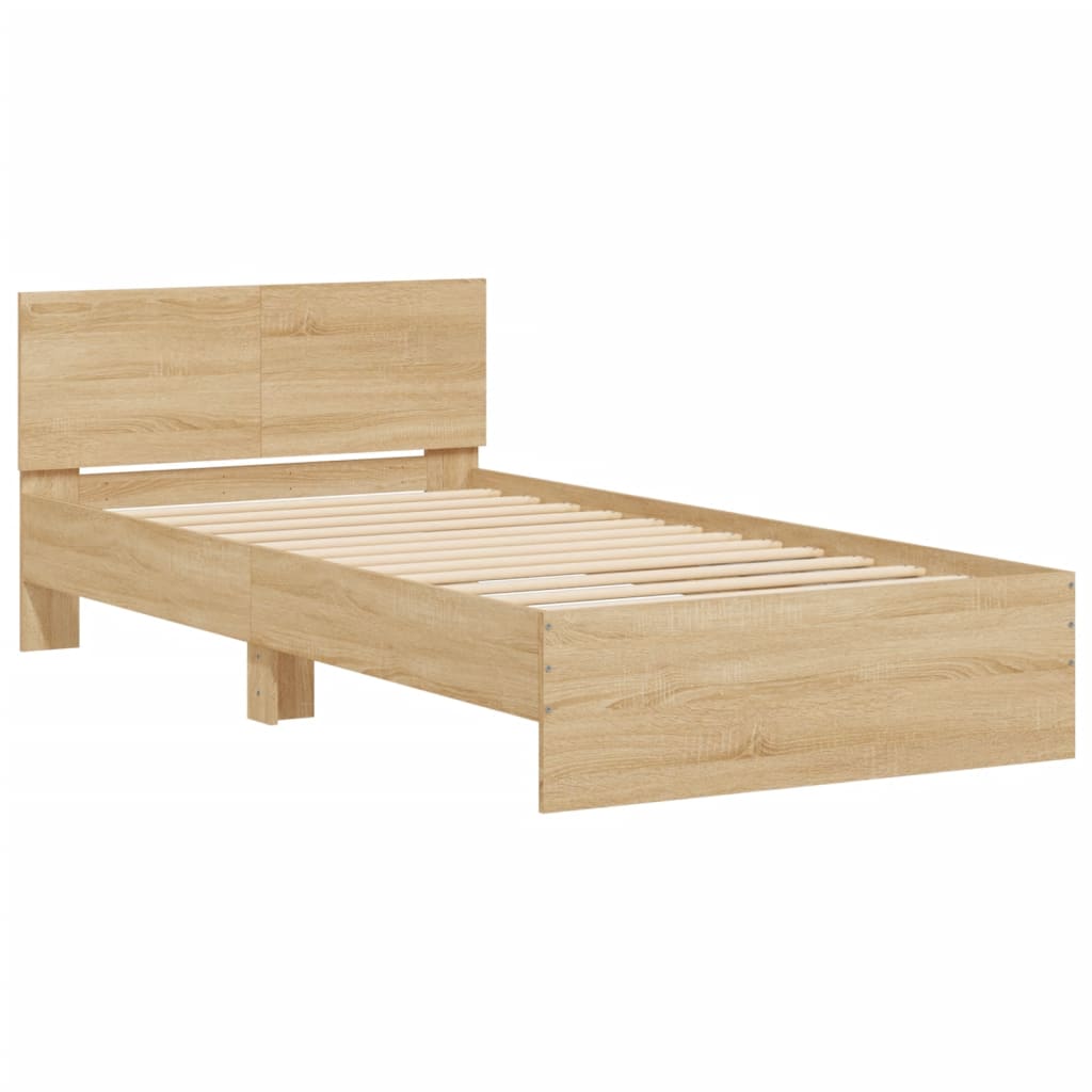 vidaXL Bed Frame without Mattress with Headboard Sonoma Oak 100x200 cm