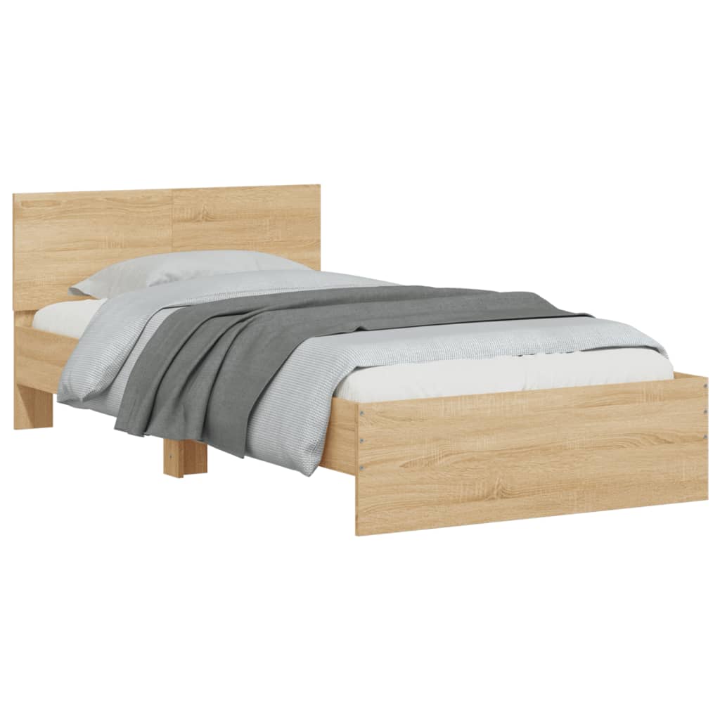 vidaXL Bed Frame without Mattress with Headboard Sonoma Oak 100x200 cm