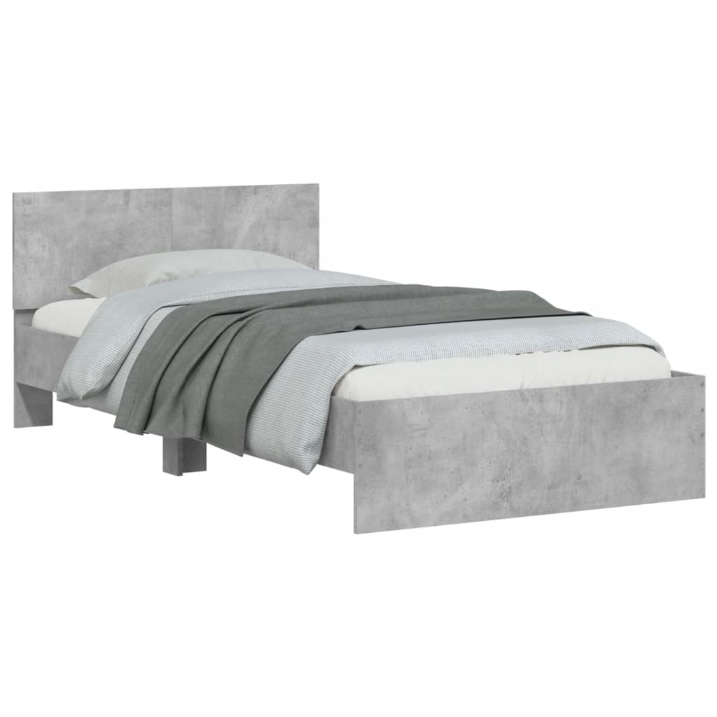 vidaXL Bed Frame without Mattress with Headboard Concrete Grey 100x200 cm