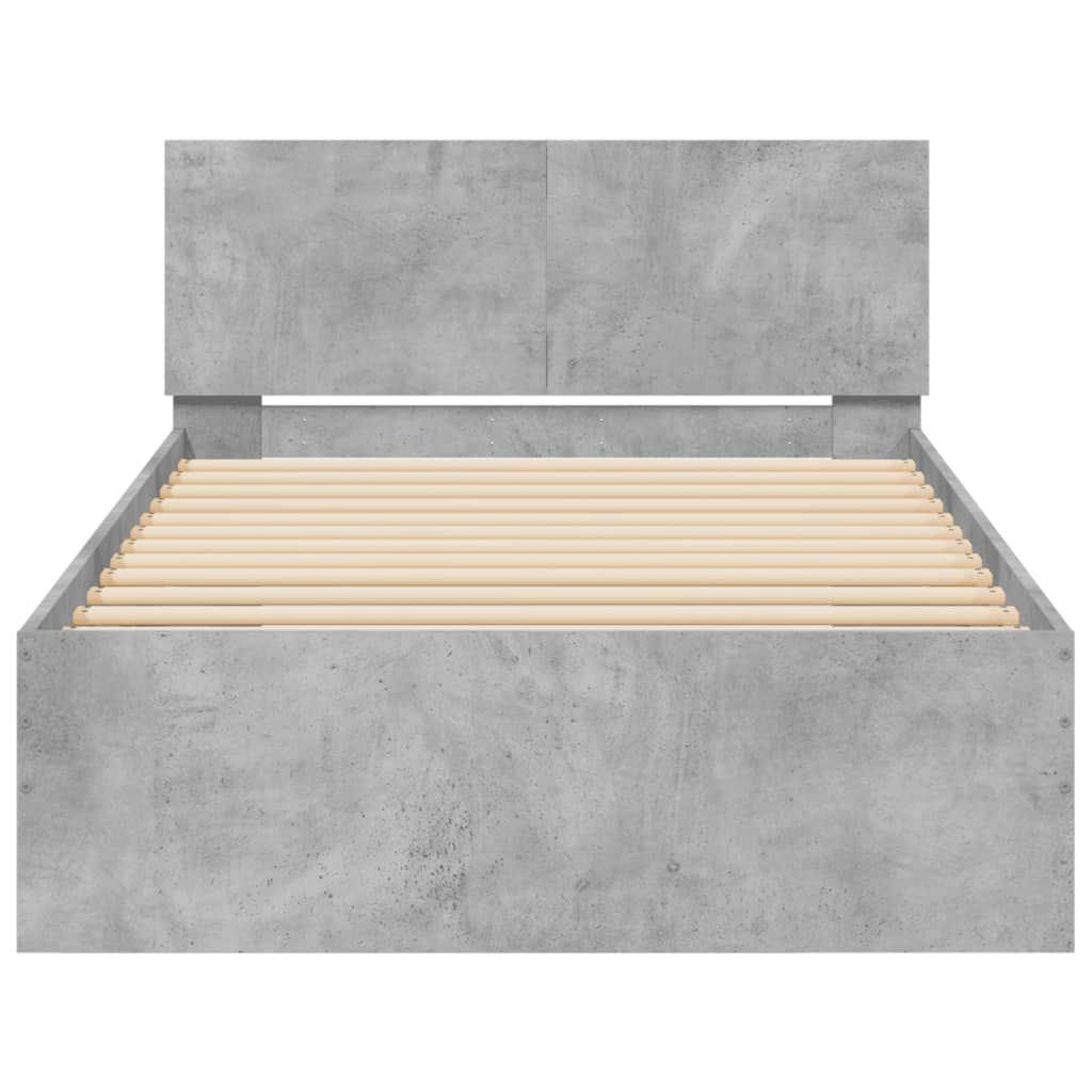 vidaXL Bed Frame without Mattress with Headboard Concrete Grey 100x200 cm