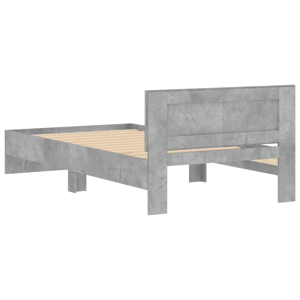 vidaXL Bed Frame without Mattress with Headboard Concrete Grey 100x200 cm