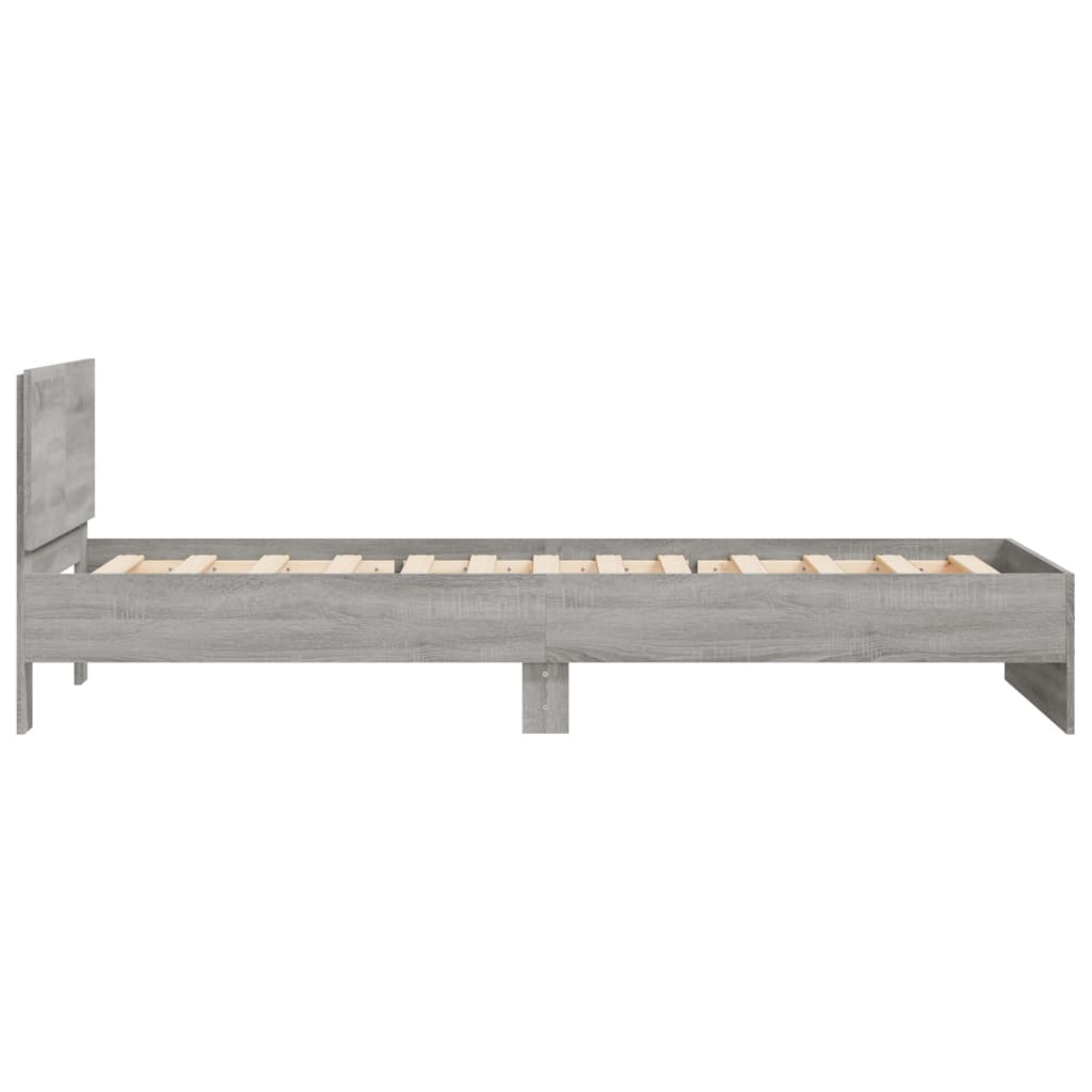 Bed Frame without Mattress with Headboard Grey Sonoma 100x200 cm