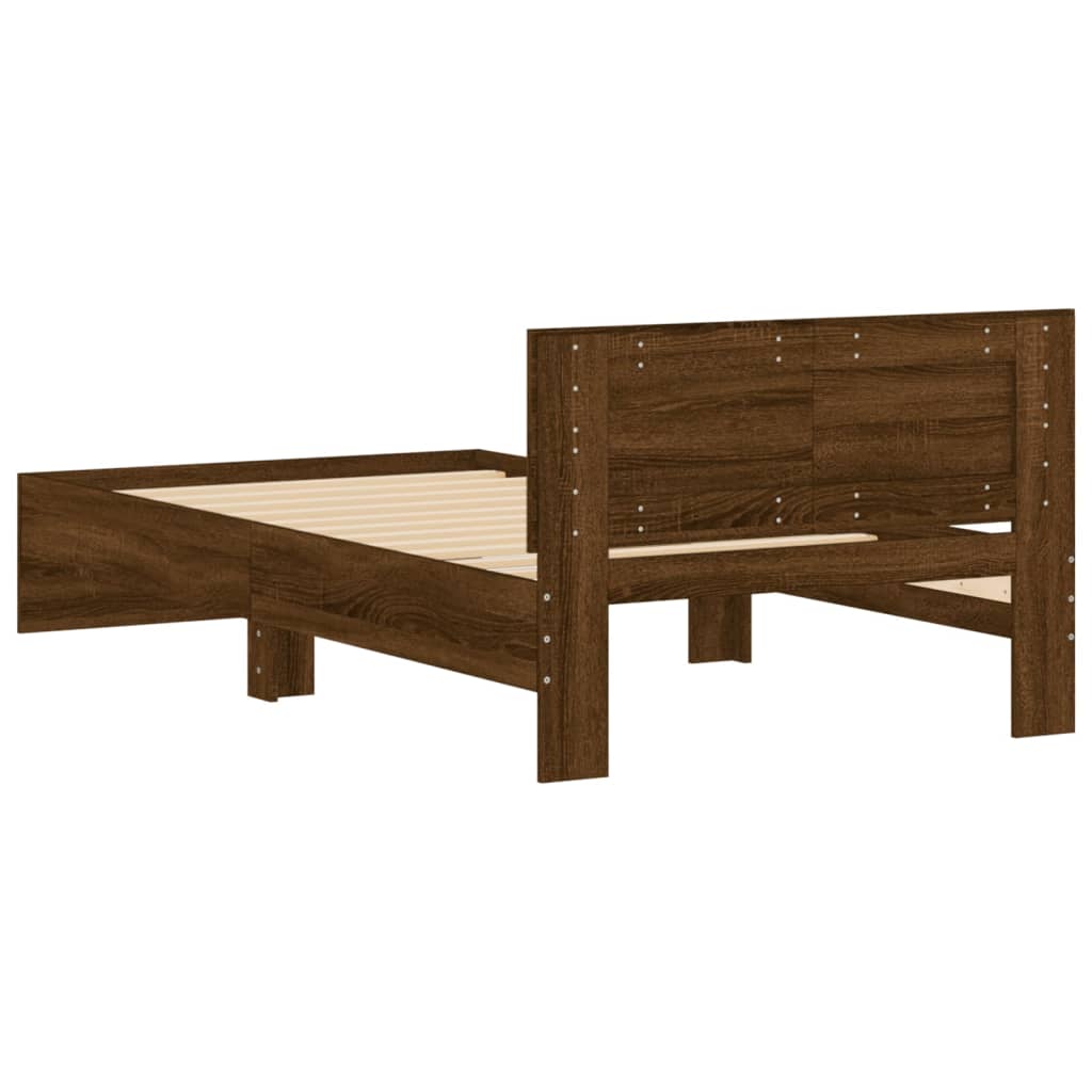 vidaXL Bed Frame without Mattress with Headboard Brown Oak 100x200 cm