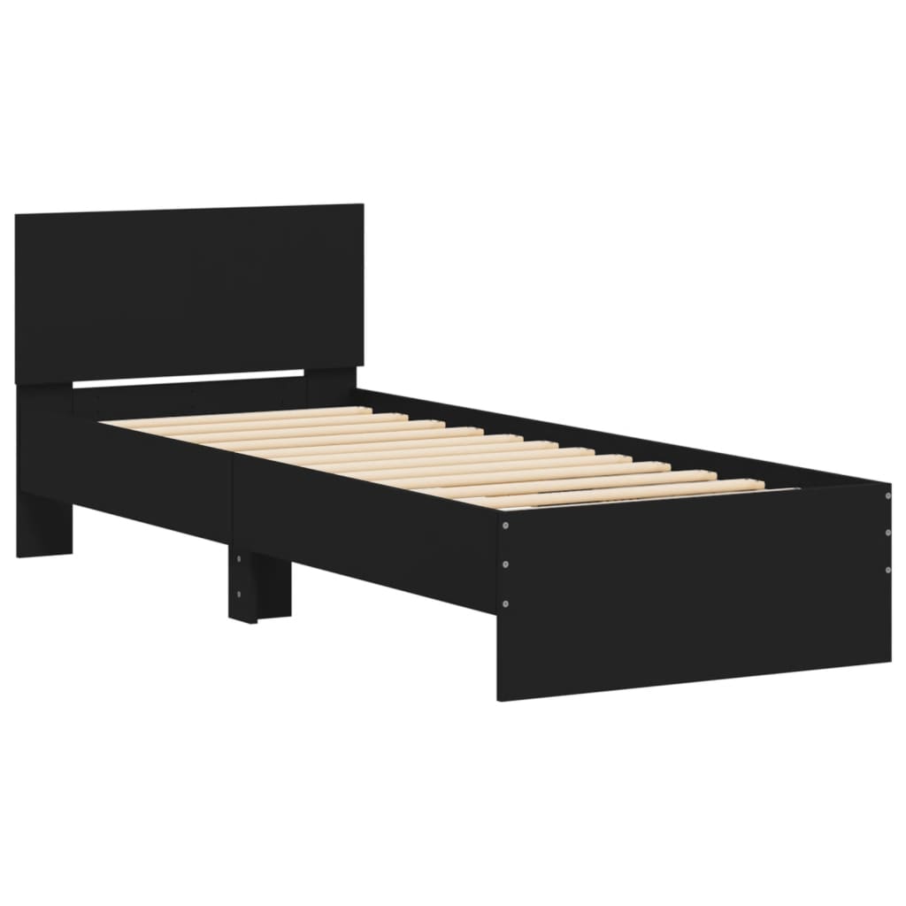 vidaXL Bed Frame without Mattress with Headboard Black 90x200 cm