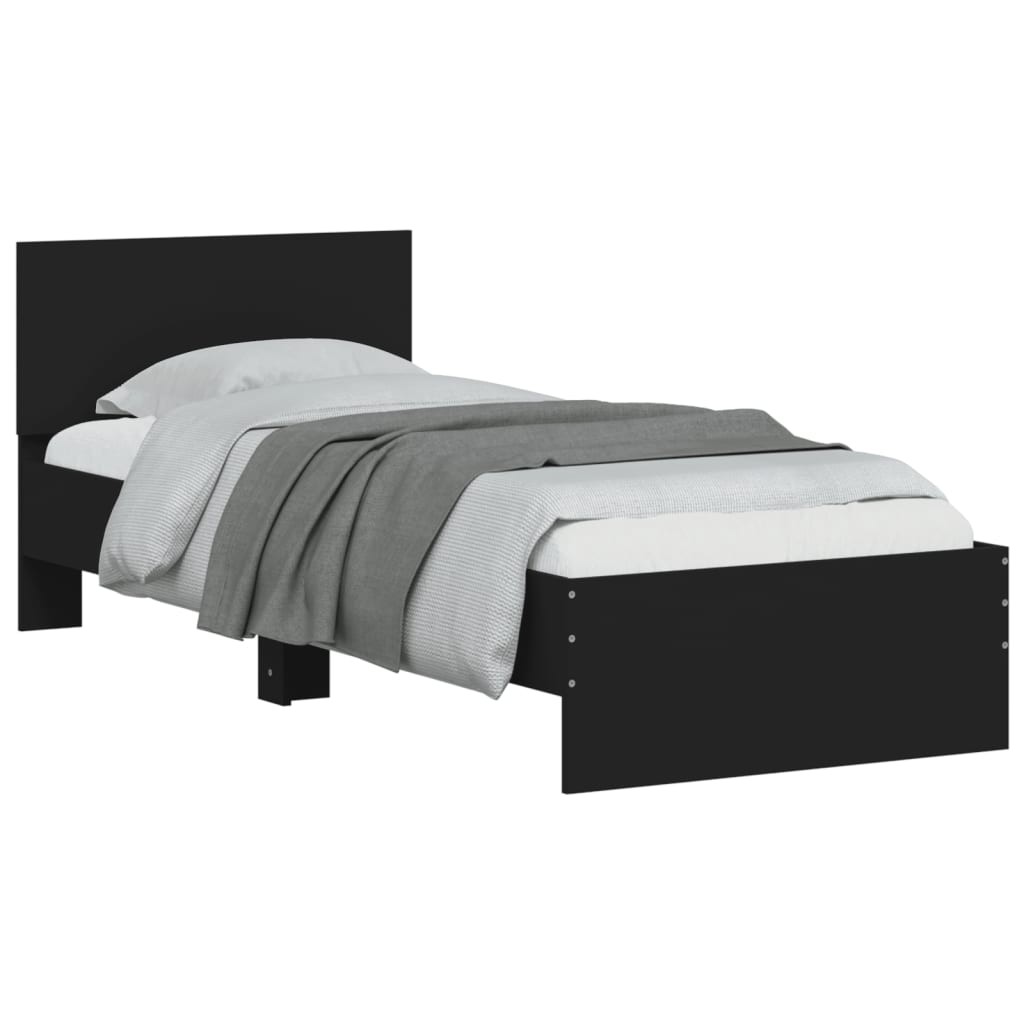 vidaXL Bed Frame without Mattress with Headboard Black 90x200 cm