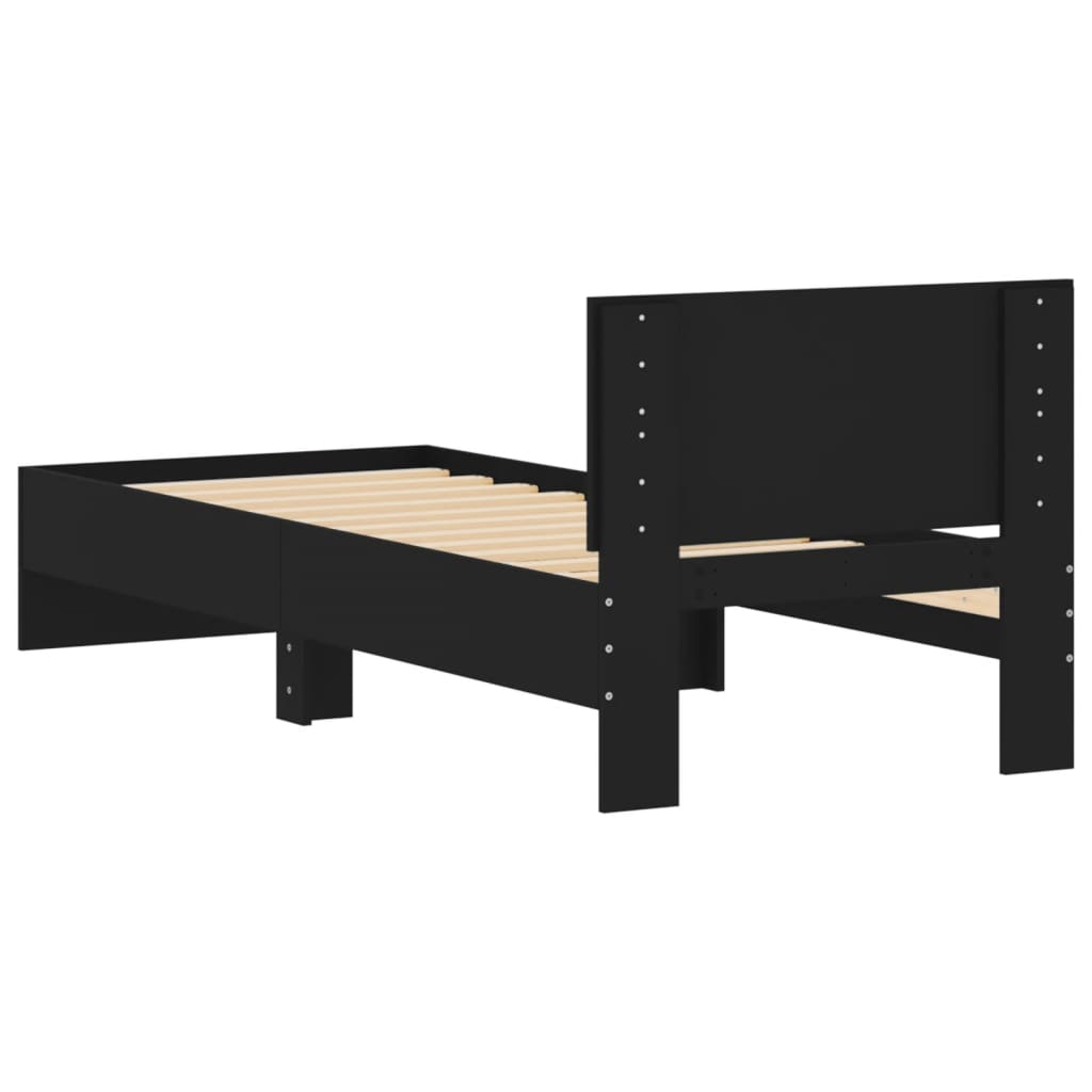 vidaXL Bed Frame without Mattress with Headboard Black 90x200 cm