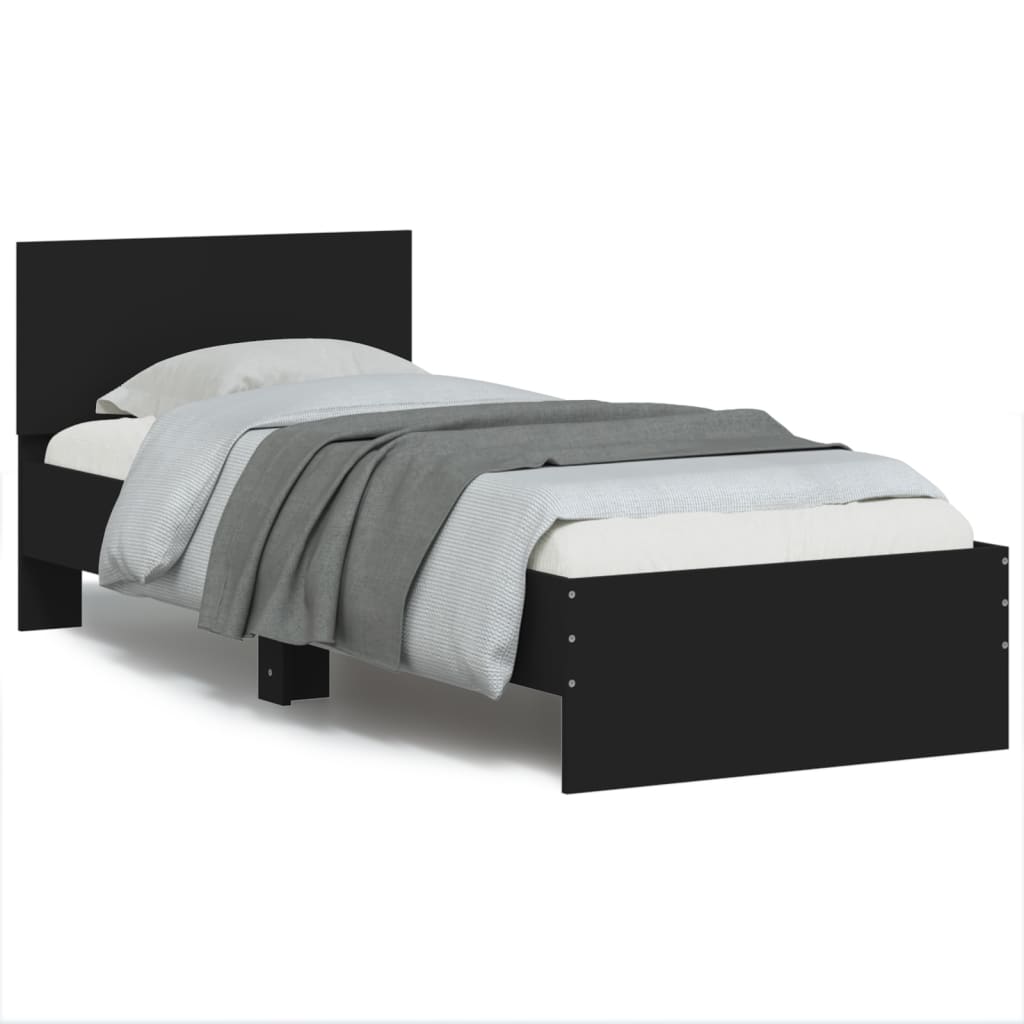 vidaXL Bed Frame without Mattress with Headboard Black 90x200 cm