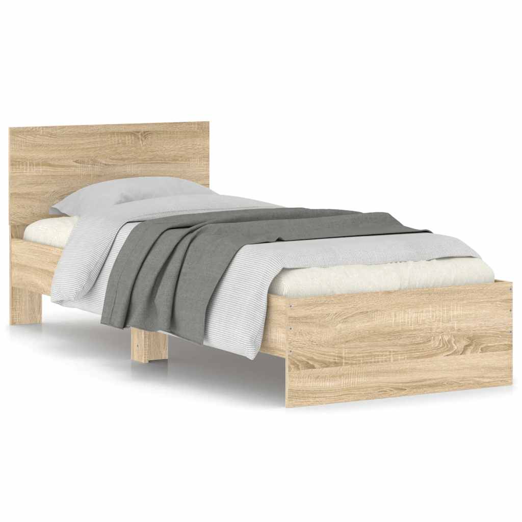 Bed Frame without Mattress with Headboard Sonoma Oak 90x200 cm