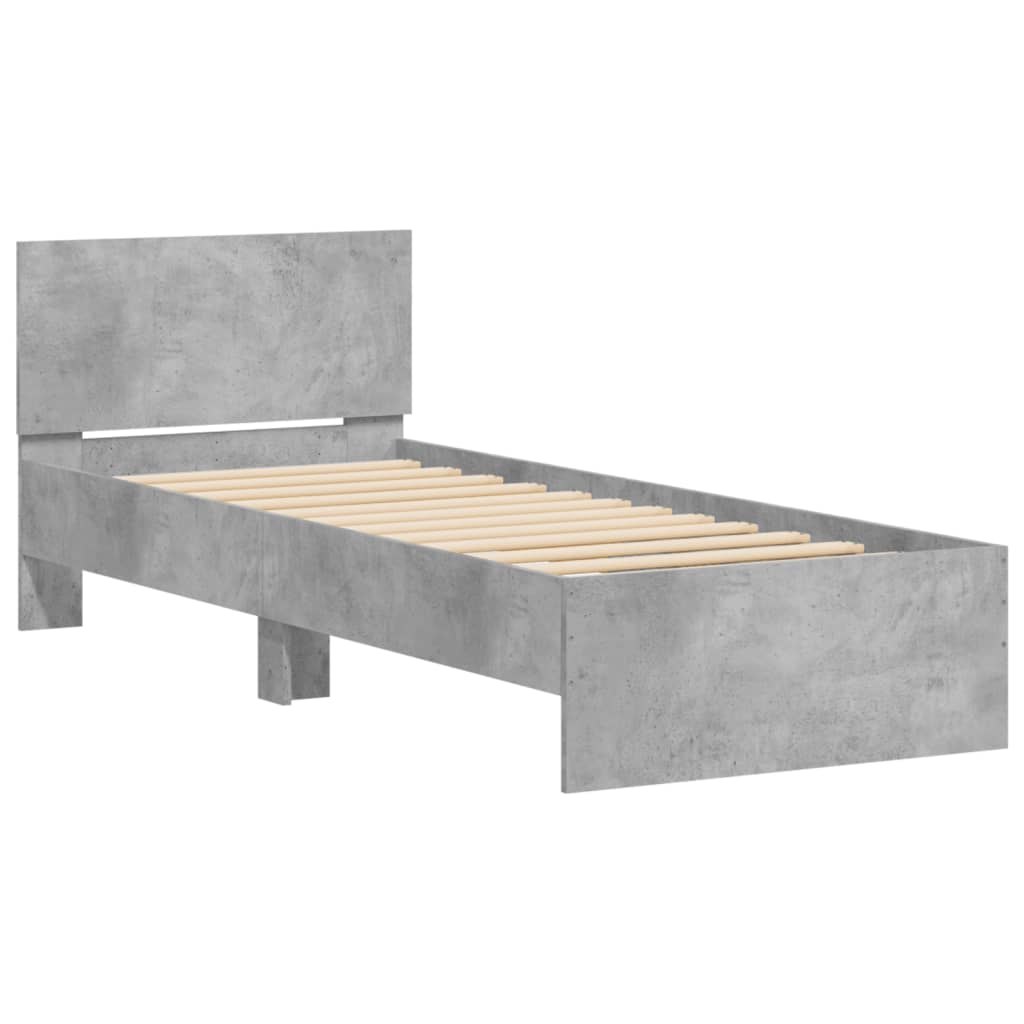 Bed Frame without Mattress with Headboard Concrete Grey 90x200 cm
