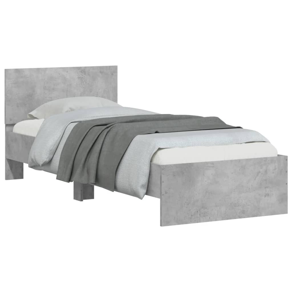 Bed Frame without Mattress with Headboard Concrete Grey 90x200 cm