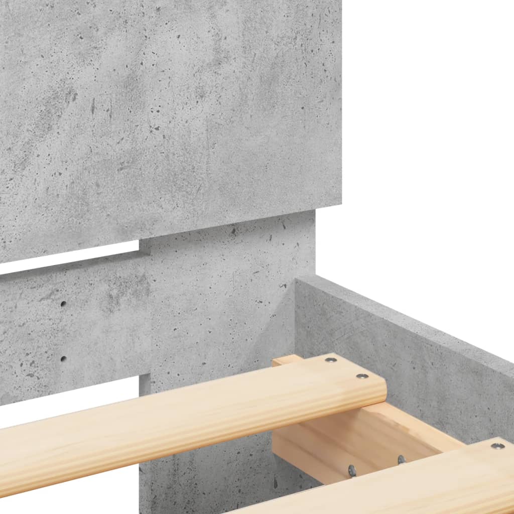 Bed Frame without Mattress with Headboard Concrete Grey 90x200 cm