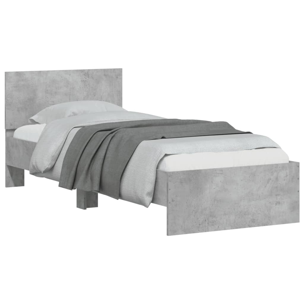 Bed Frame without Mattress with Headboard Concrete Grey 75x190 cm Small Single
