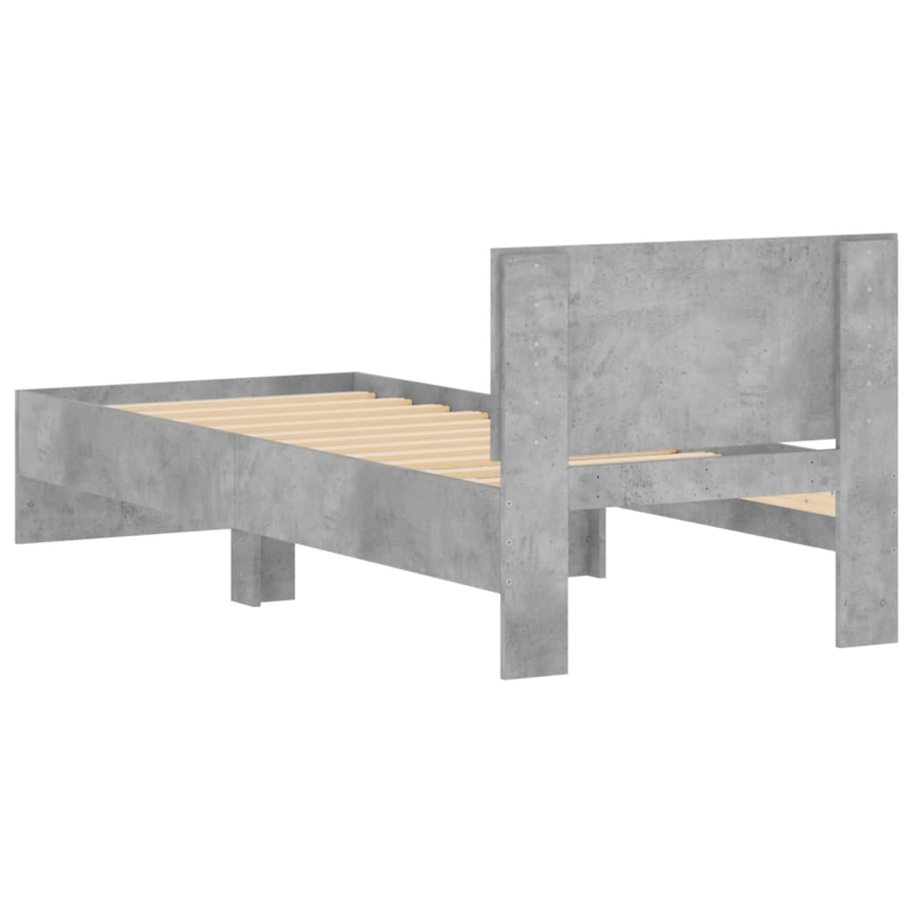 Bed Frame without Mattress with Headboard Concrete Grey 75x190 cm Small Single
