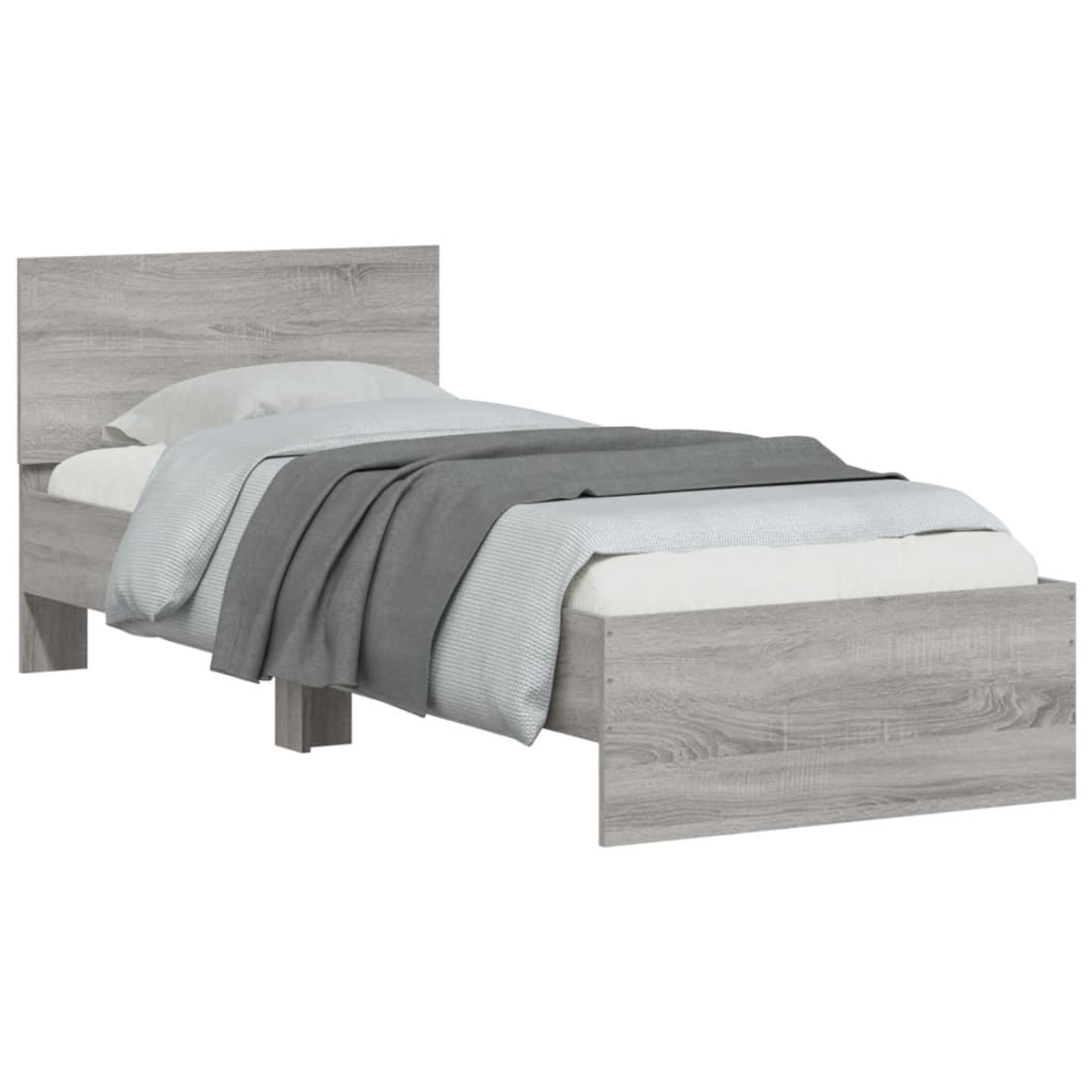 Bed Frame without Mattress with Headboard Grey Sonoma 75x190 cm Small Single
