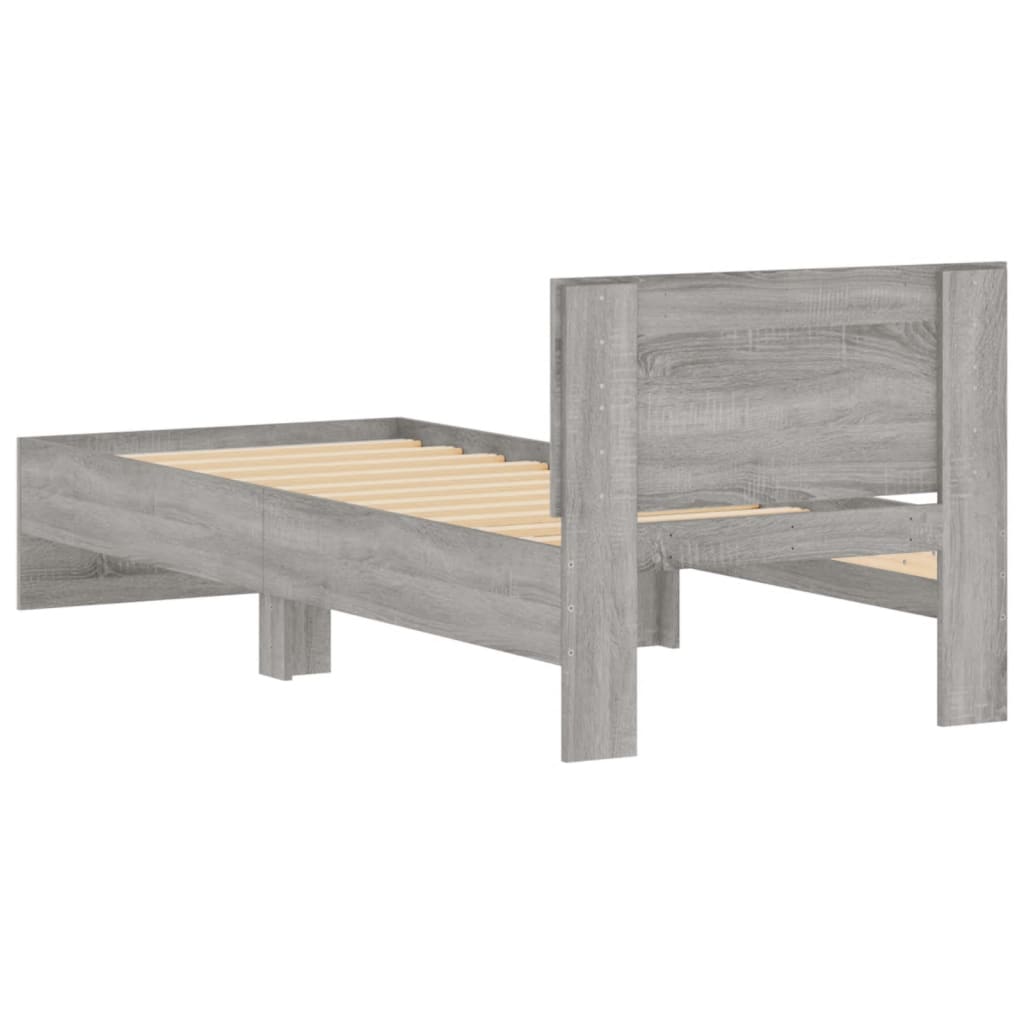 Bed Frame without Mattress with Headboard Grey Sonoma 75x190 cm Small Single