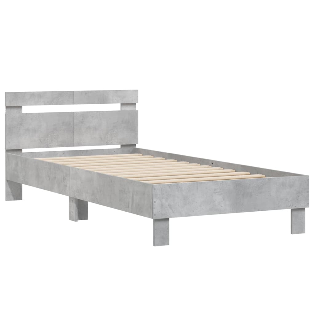 vidaXL Bed Frame without Mattress with LED Lights Concrete Grey 100x200 cm