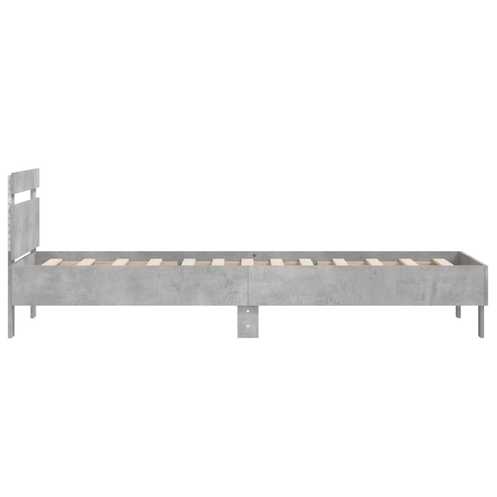 vidaXL Bed Frame without Mattress with LED Lights Concrete Grey 100x200 cm