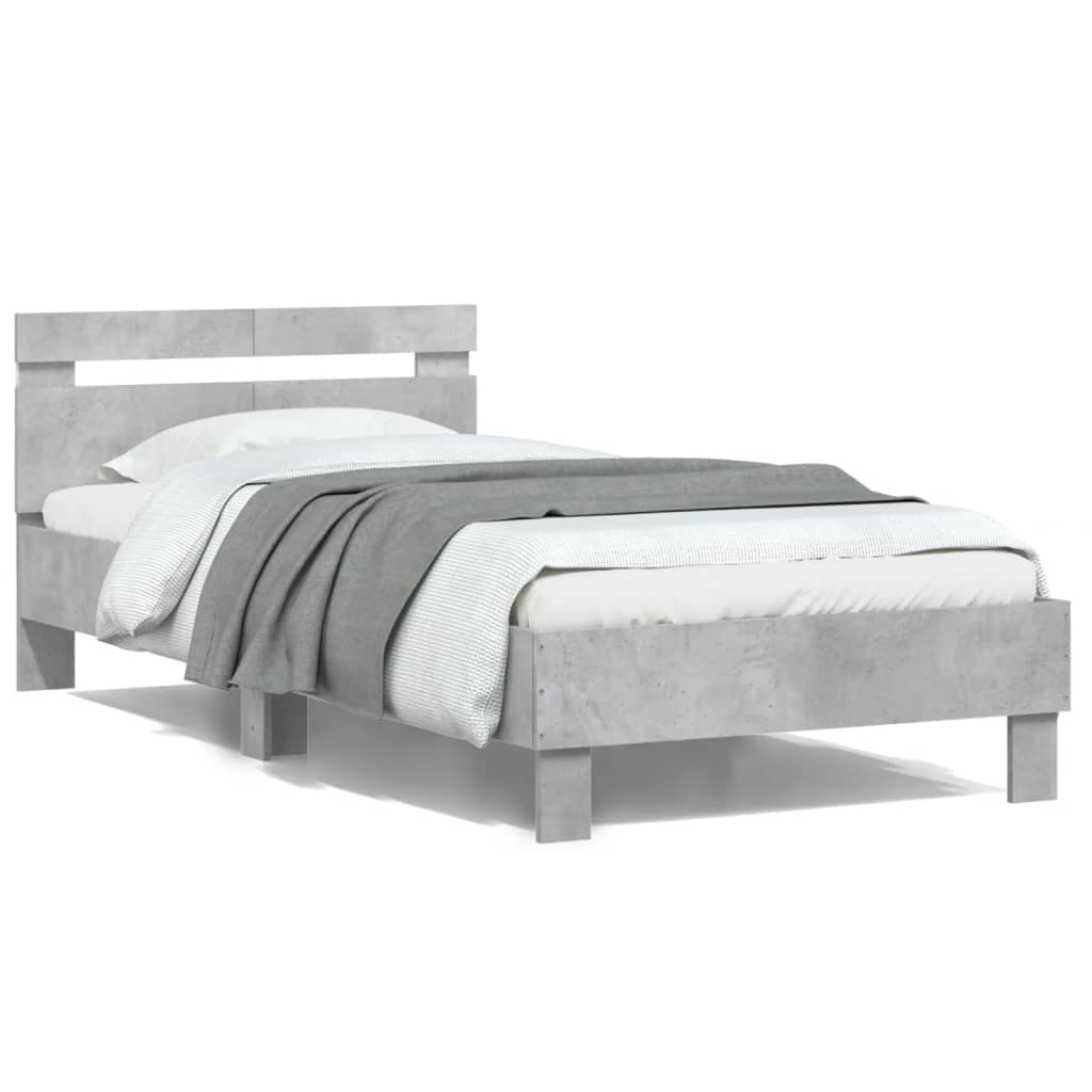 vidaXL Bed Frame without Mattress with LED Lights Concrete Grey 100x200 cm