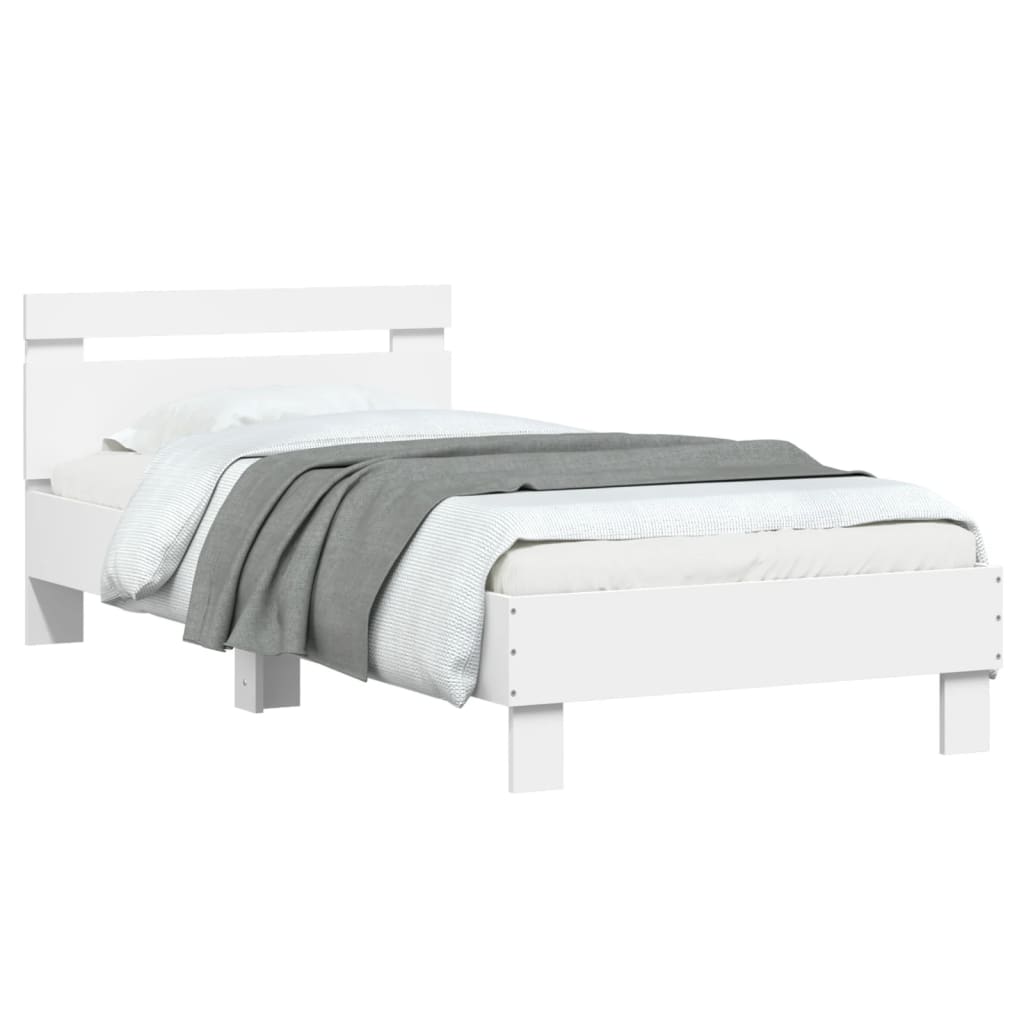 vidaXL Bed Frame without Mattress with LED Lights White 90x200 cm