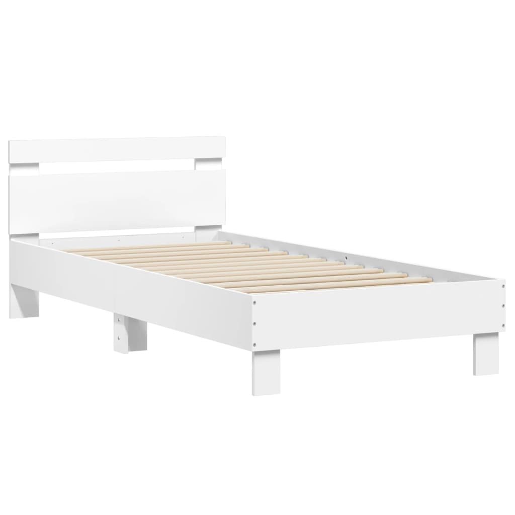 vidaXL Bed Frame without Mattress with LED Lights White 90x200 cm