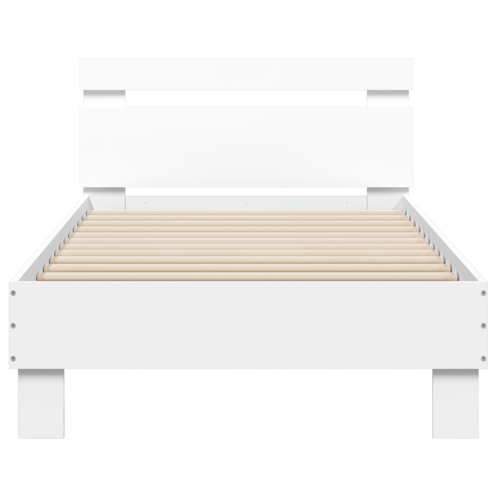 vidaXL Bed Frame without Mattress with LED Lights White 90x200 cm