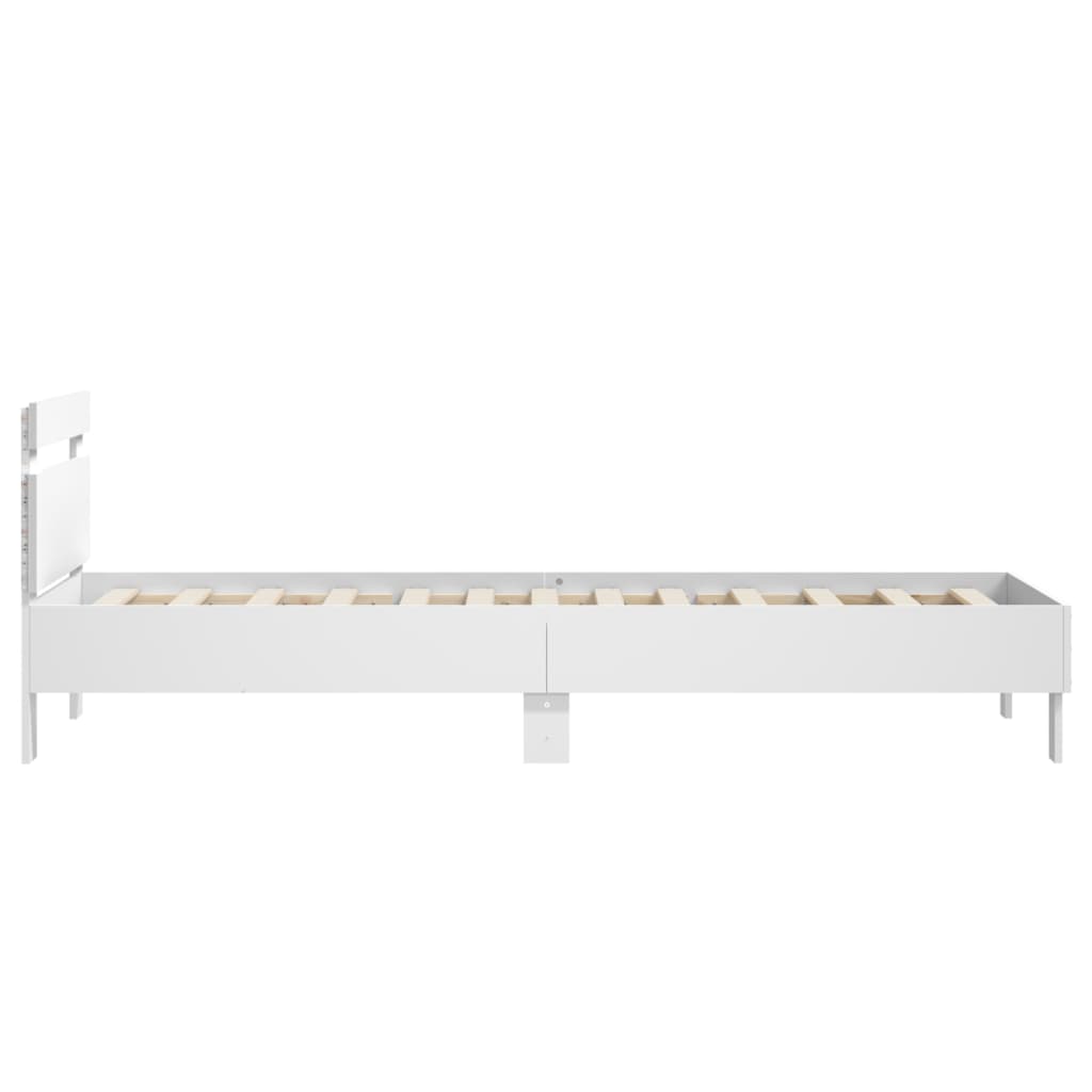 vidaXL Bed Frame without Mattress with LED Lights White 90x200 cm