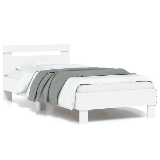 vidaXL Bed Frame without Mattress with LED Lights White 90x200 cm