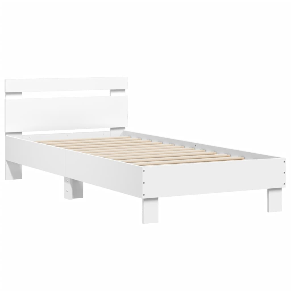 vidaXL Bed Frame without Mattress with LED Lights White 75x190 cm Small Single