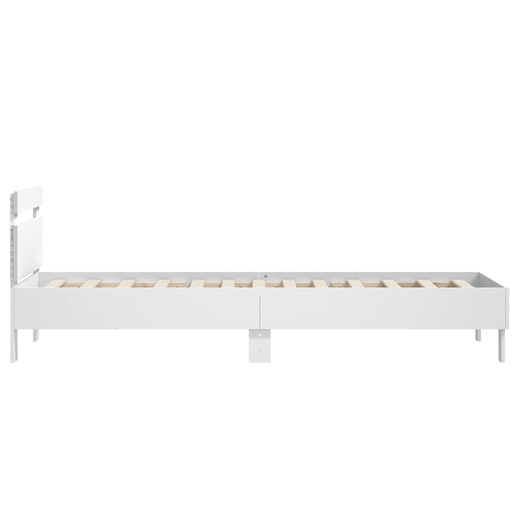 vidaXL Bed Frame without Mattress with LED Lights White 75x190 cm Small Single