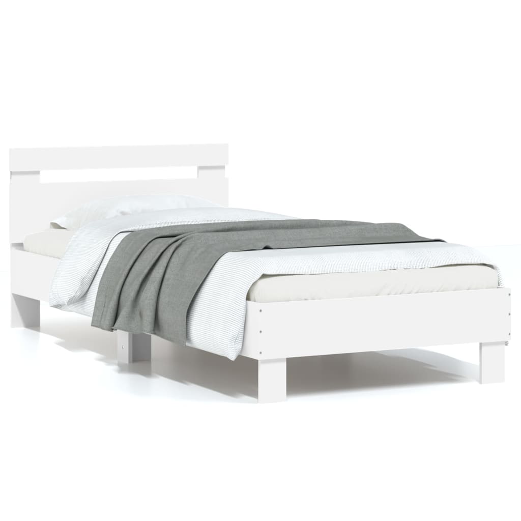 vidaXL Bed Frame without Mattress with LED Lights White 75x190 cm Small Single