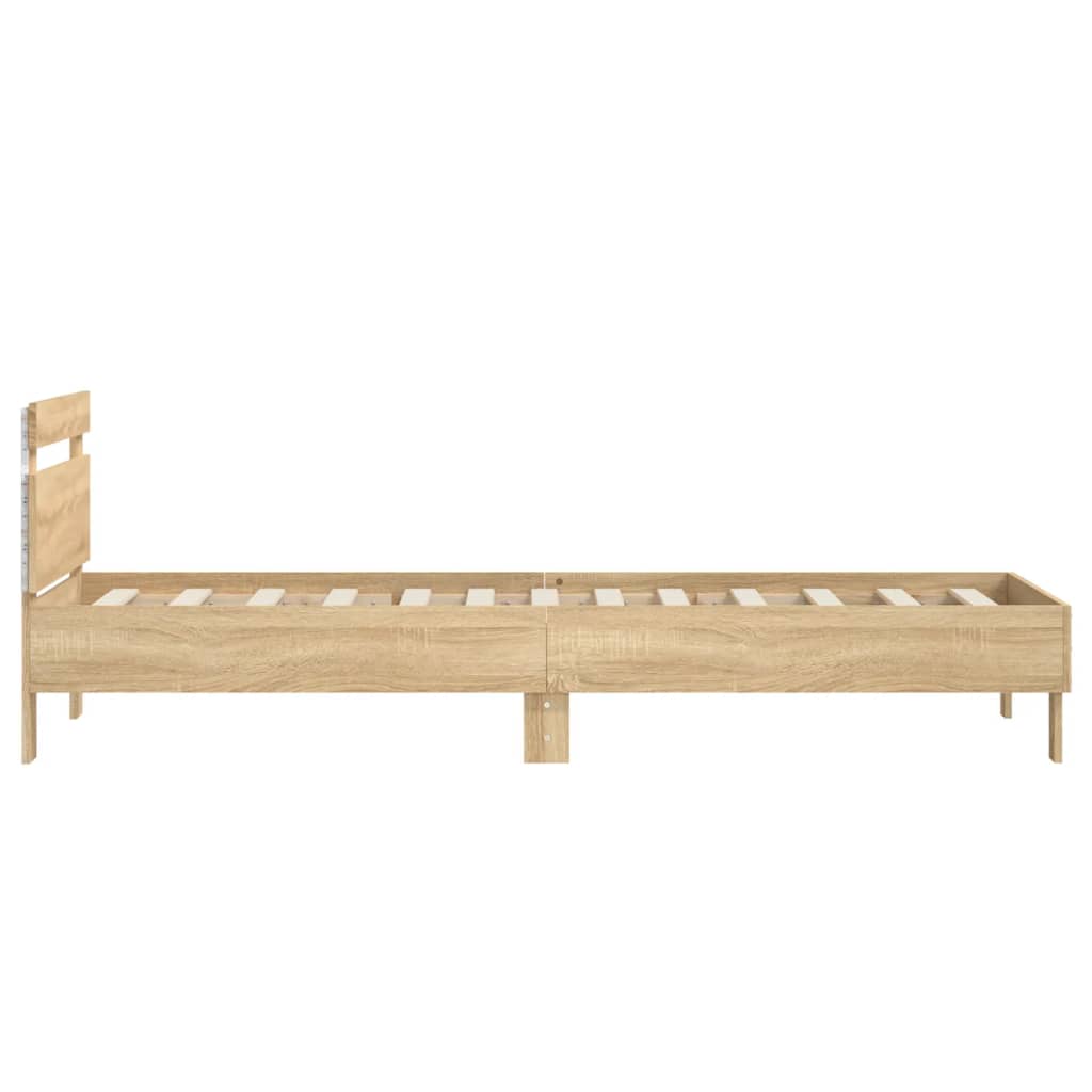 vidaXL Bed Frame without Mattress with LED Lights Sonoma Oak 75x190 cm Small Single