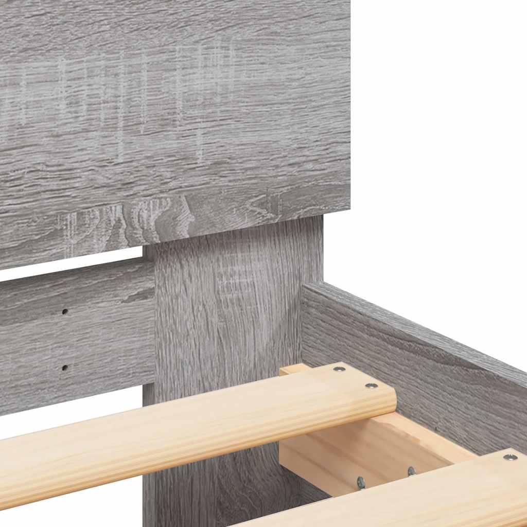 Bed Frame without Mattress with LED Lights Grey Sonoma 90x190 cm Single