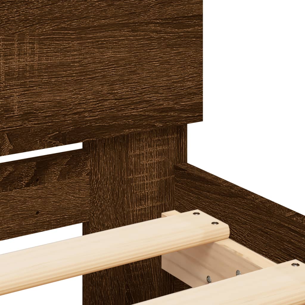 Bed Frame without Mattress with LED Lights Brown Oak 90x190 cm Single