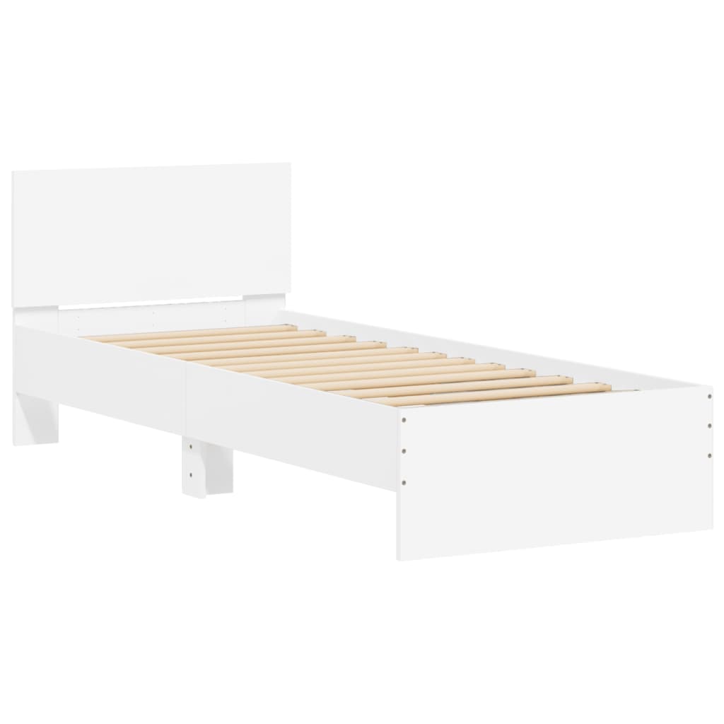 Bed Frame without Mattress with LED Lights White 75x190 cm Small Single