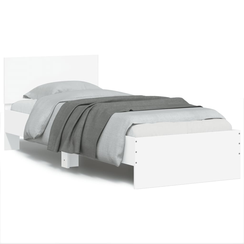 Bed Frame without Mattress with LED Lights White 75x190 cm Small Single