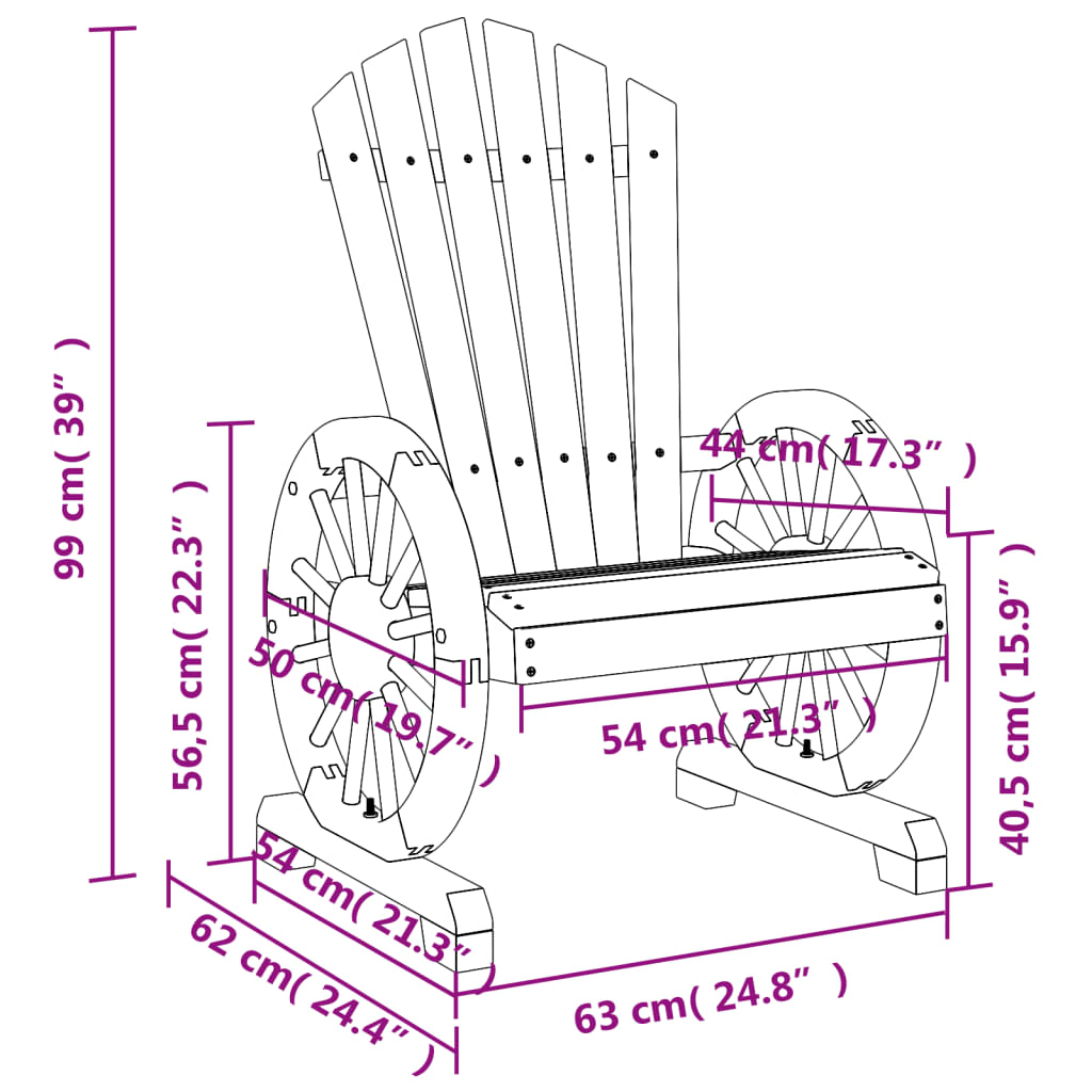 Garden Adirondack Chair | Burnt Wood | Solid Fir Wood | Standard