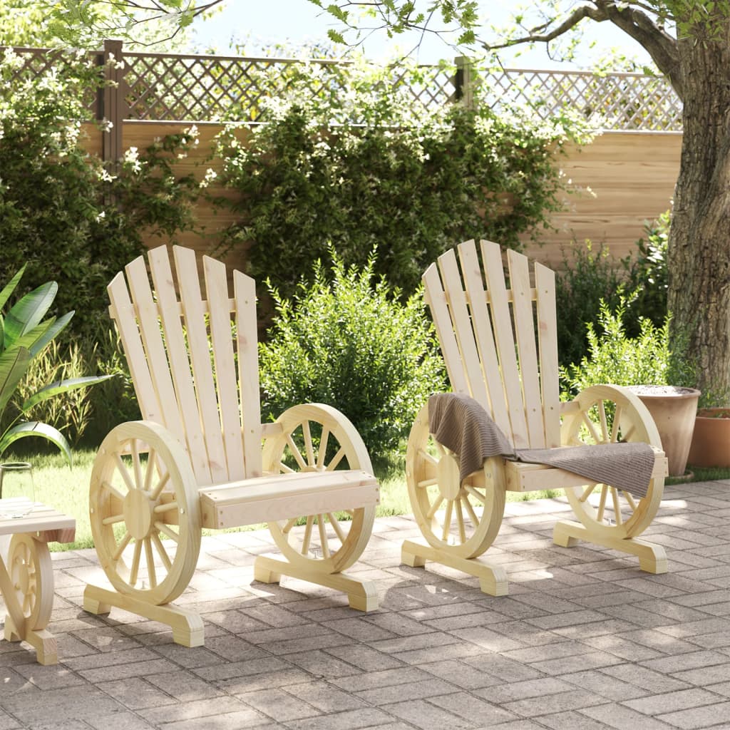 Garden Adirondack Chair | Set of 2 | Natural wood | Solid fir wood