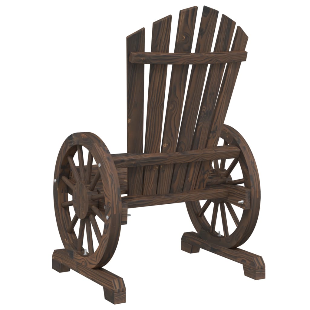 Garden Adirondack Chair | Set of 2 | Burnt wood | Solid Fir Wood | Medium