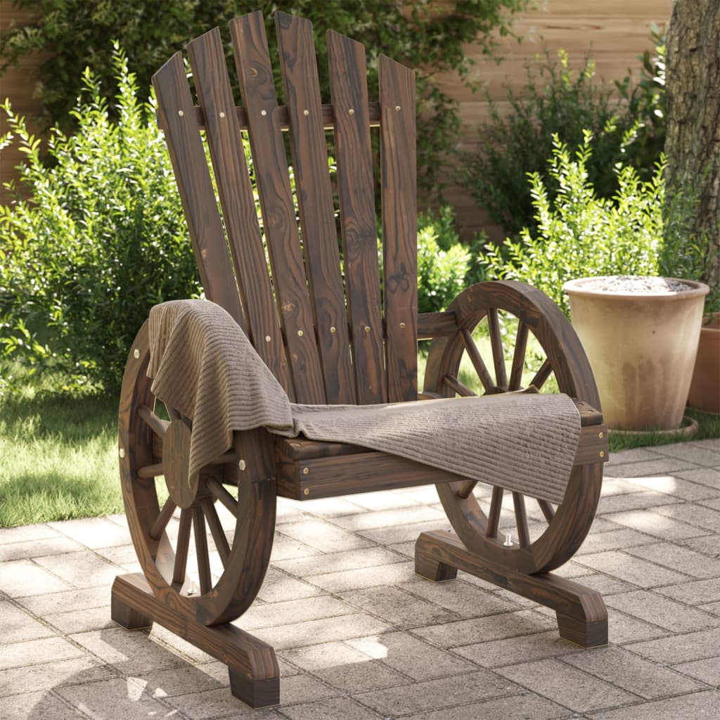 Garden Adirondack Chair | Set of 2 | Burnt wood | Solid Fir Wood | Medium