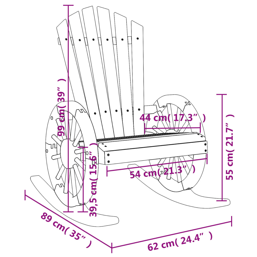 vidaXL Rocking Adirondack Chair Solid Wood Fir